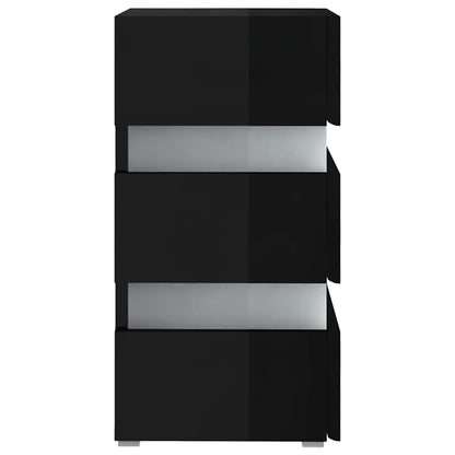 vidaXL LED Bedside Cabinet High Gloss Black 45x35x67 cm Engineered Wood