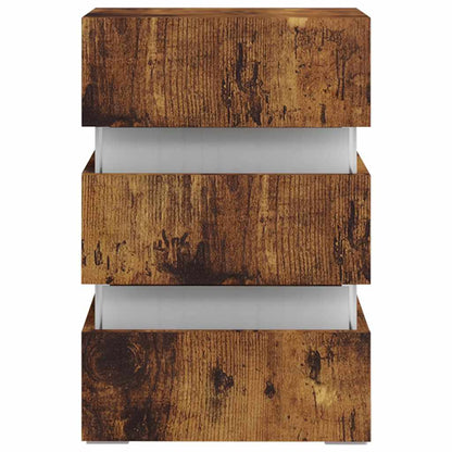 vidaXL LED Bedside Cabinet Smoked Oak 45x35x67 cm Engineered Wood - Brown