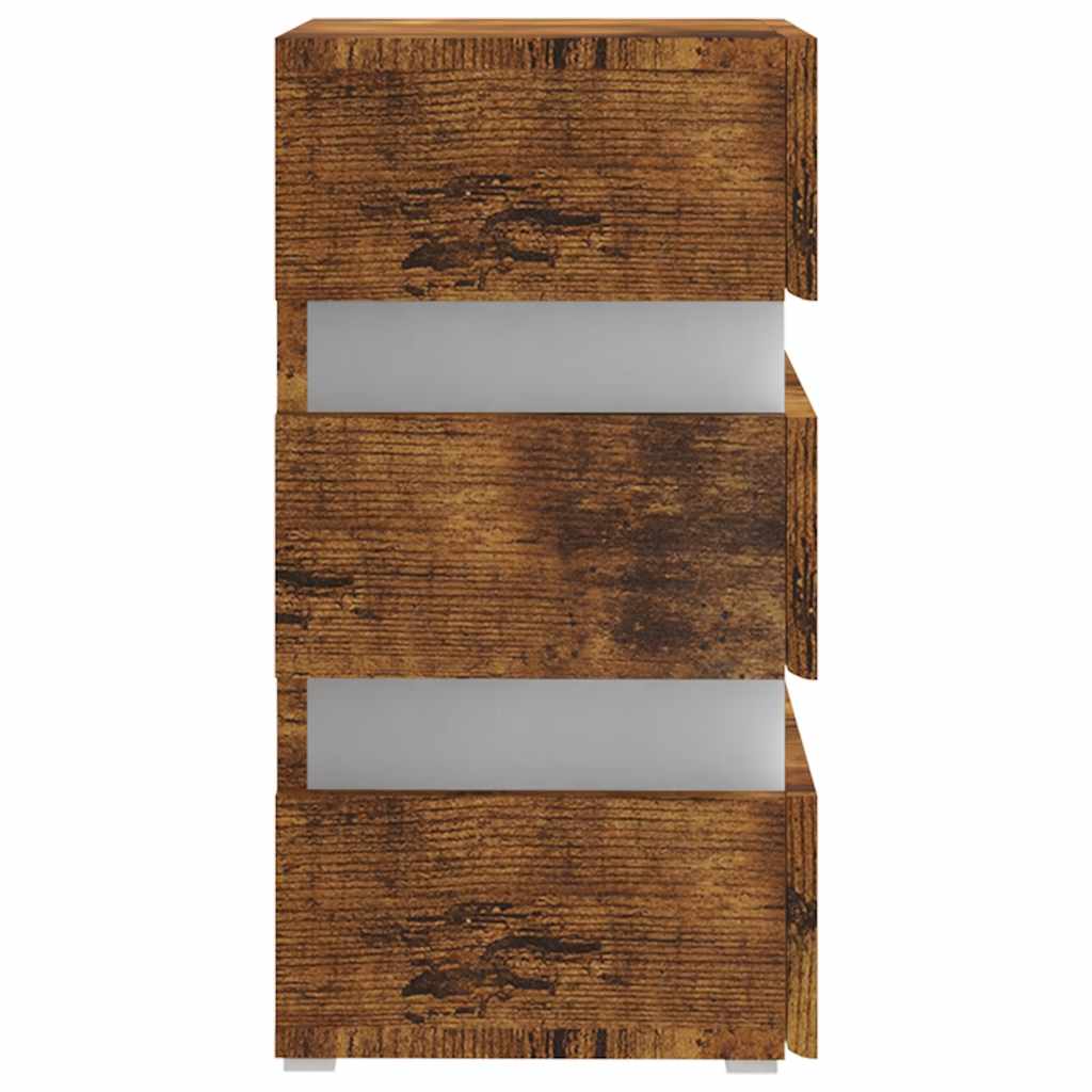 vidaXL LED Bedside Cabinet Smoked Oak 45x35x67 cm Engineered Wood - Brown