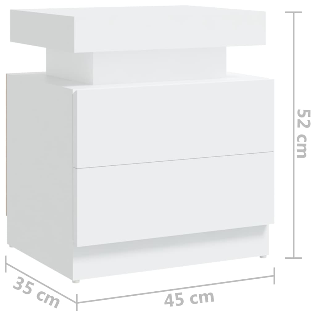 vidaXL Bedside Cabinet White 45x35x52 cm Engineered Wood