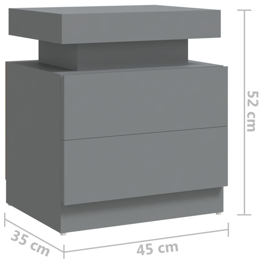 vidaXL Bedside Cabinet Grey 45x35x52 cm Engineered Wood