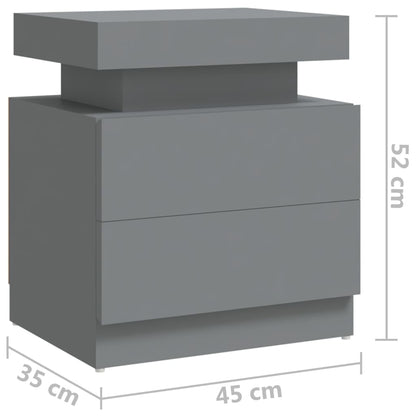 vidaXL Bedside Cabinet Grey 45x35x52 cm Engineered Wood