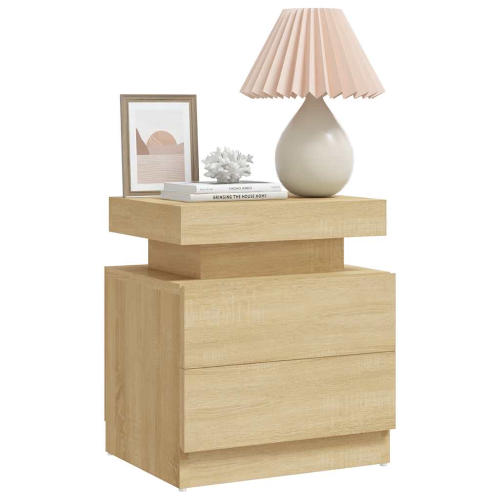 vidaXL Bedside Cabinet Sonoma Oak 45x35x52 cm Engineered Wood - Brown