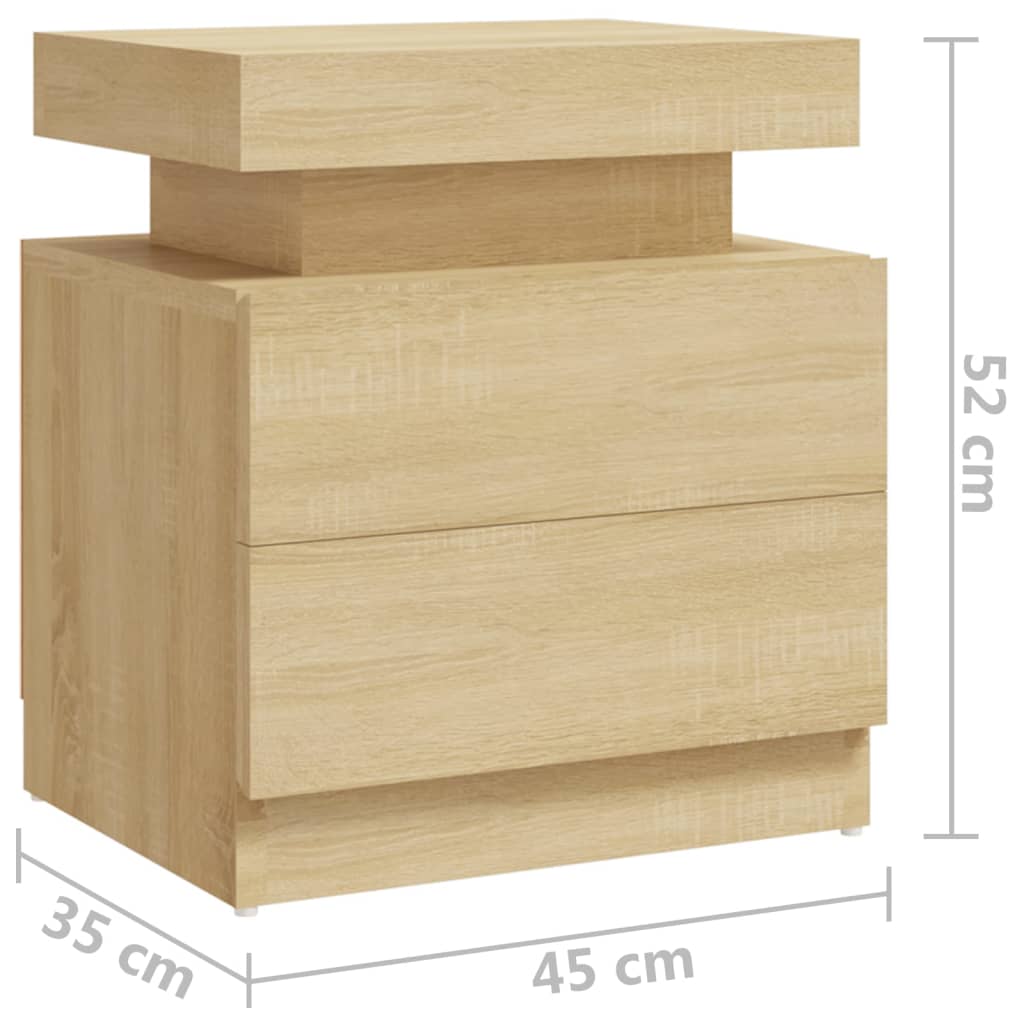 vidaXL Bedside Cabinet Sonoma Oak 45x35x52 cm Engineered Wood - Brown