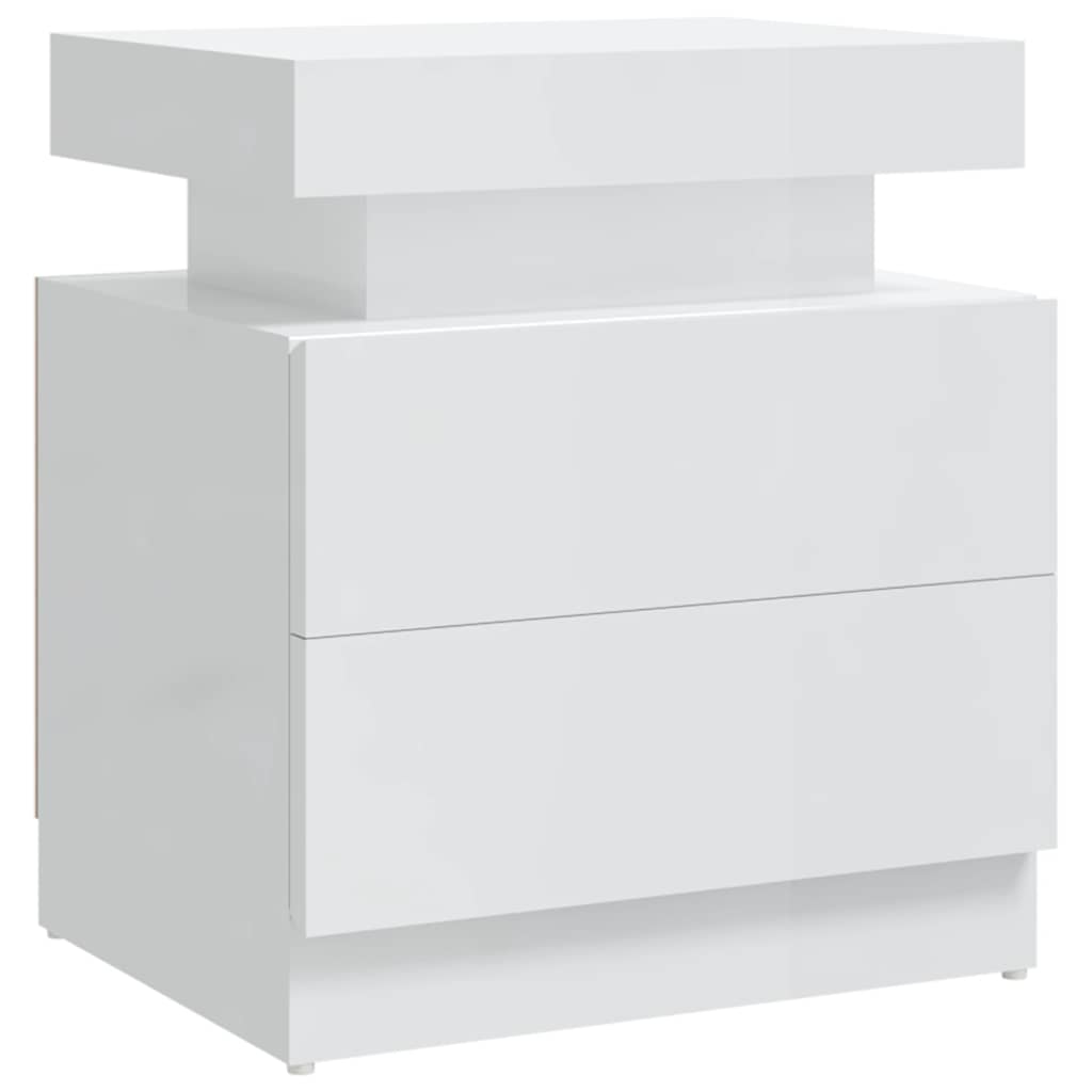 vidaXL Bedside Cabinet High Gloss White 45x35x52 cm Engineered Wood