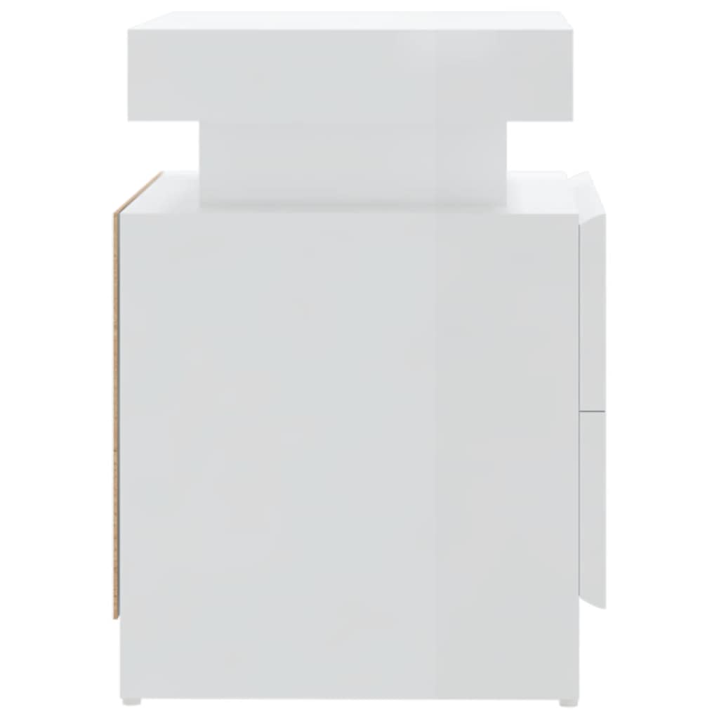 vidaXL Bedside Cabinet High Gloss White 45x35x52 cm Engineered Wood