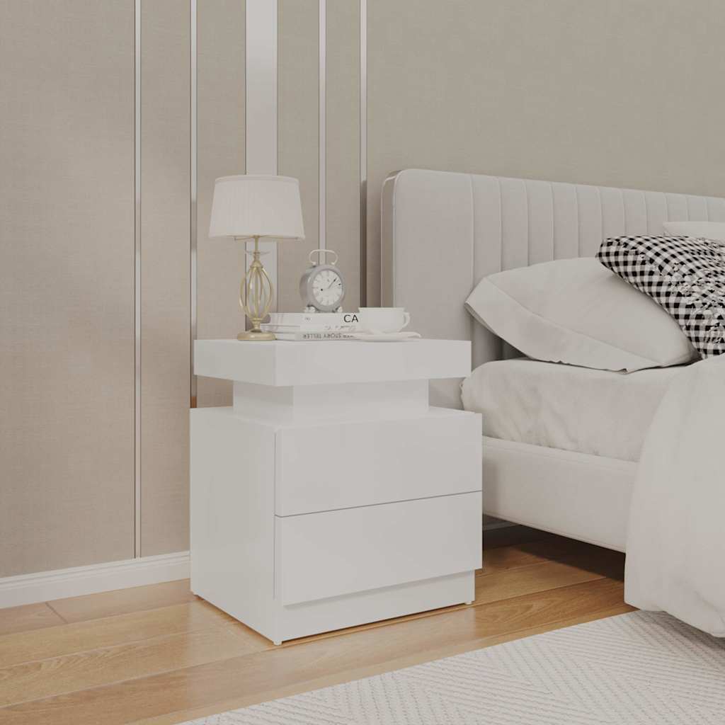 vidaXL Bedside Cabinet High Gloss White 45x35x52 cm Engineered Wood