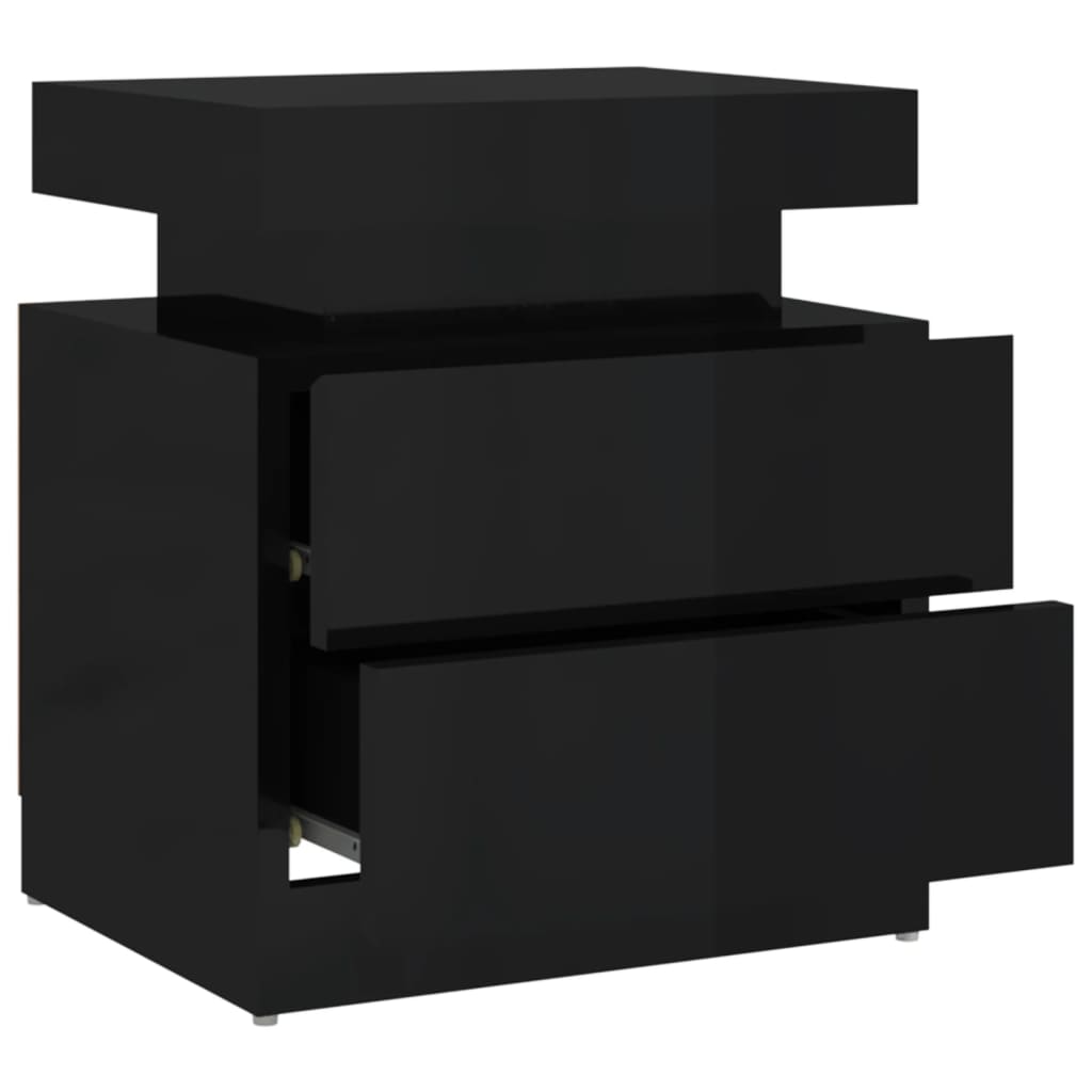 vidaXL Bedside Cabinet High Gloss Black 45x35x52 cm Engineered Wood