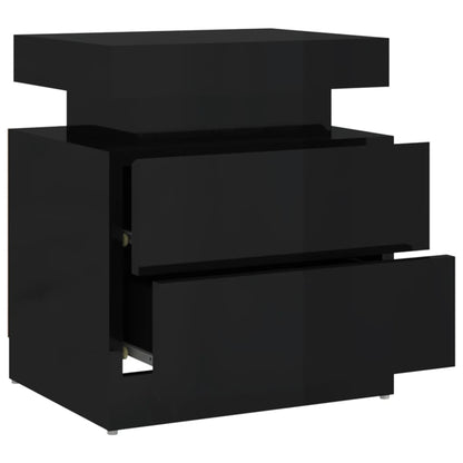 vidaXL Bedside Cabinet High Gloss Black 45x35x52 cm Engineered Wood