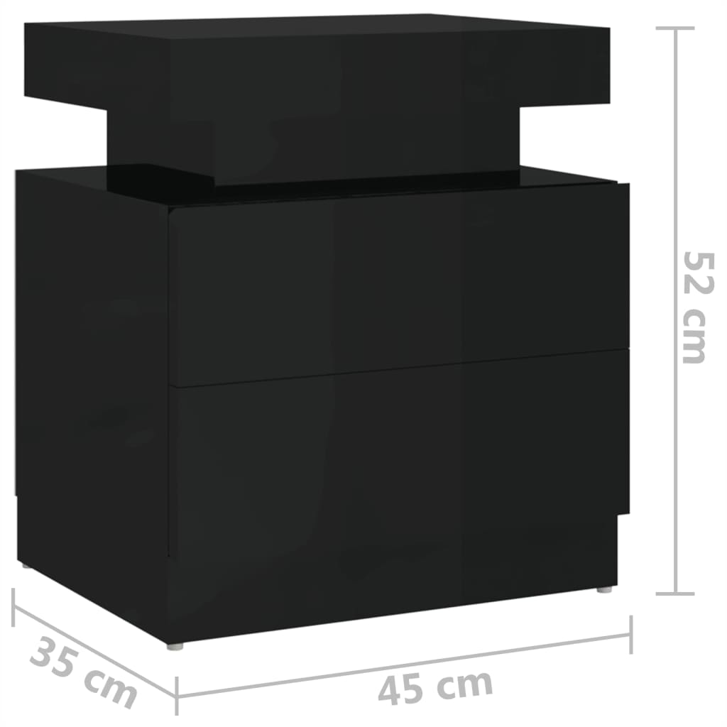 vidaXL Bedside Cabinet High Gloss Black 45x35x52 cm Engineered Wood