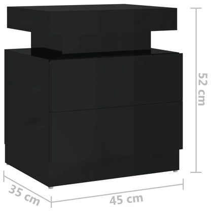 vidaXL Bedside Cabinet High Gloss Black 45x35x52 cm Engineered Wood