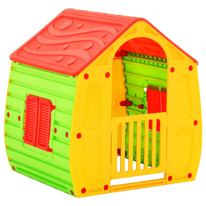 vidaXL Playhouse | Red, Green, Yellow | 100% PP (polypropylene) | UV-resistant - Multicolour - 102 x 90 x 109 cm