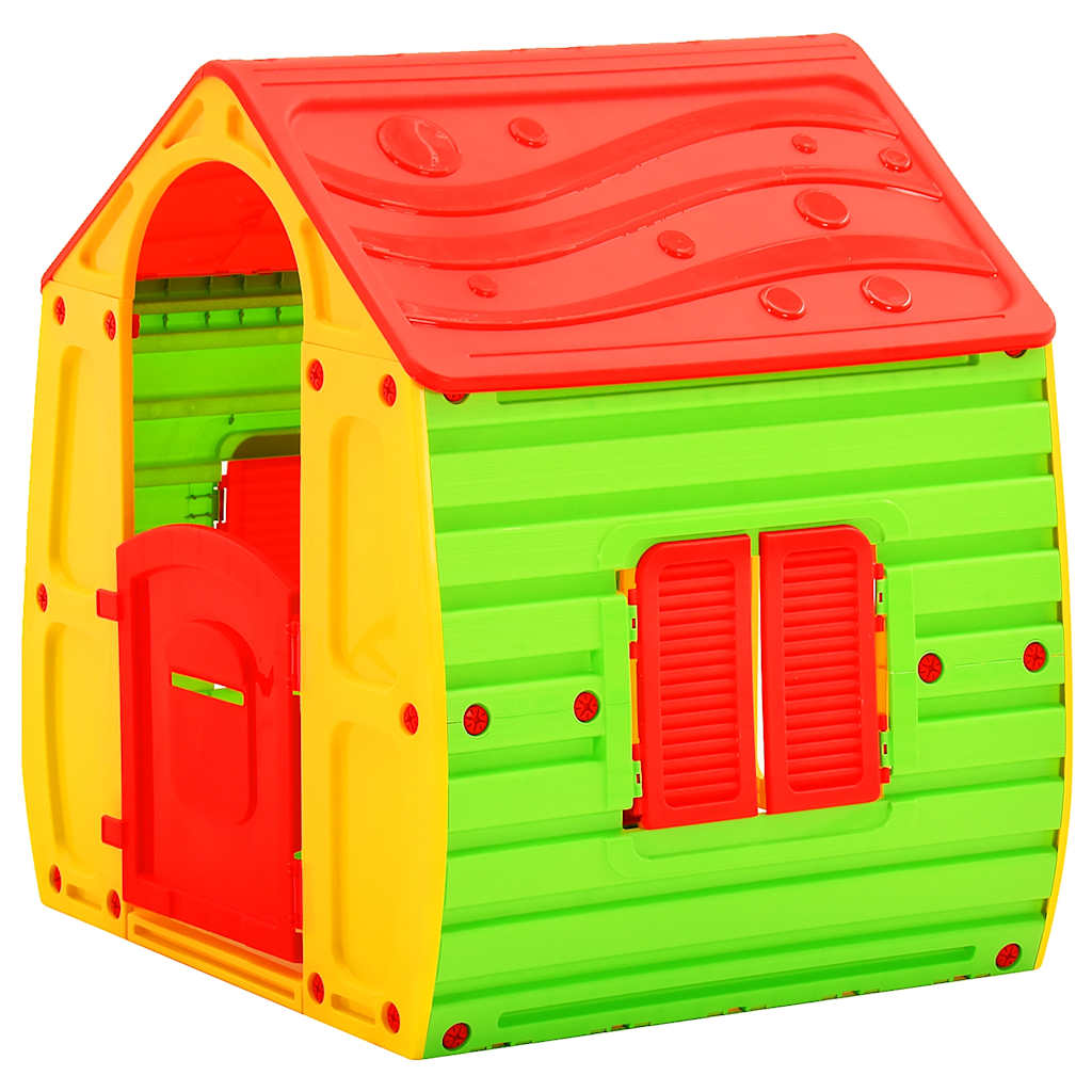 vidaXL Playhouse | Red, Green, Yellow | 100% PP (polypropylene) | UV-resistant - Multicolour - 102 x 90 x 109 cm