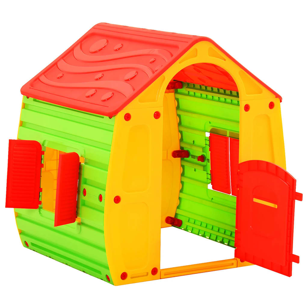 vidaXL Playhouse | Red, Green, Yellow | 100% PP (polypropylene) | UV-resistant - Multicolour - 102 x 90 x 109 cm