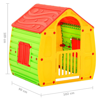 vidaXL Playhouse | Red, Green, Yellow | 100% PP (polypropylene) | UV-resistant - Multicolour - 102 x 90 x 109 cm