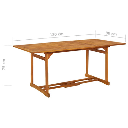 vidaXL Garden Dining Table 180x90x75 cm Solid Acacia Wood - Brown