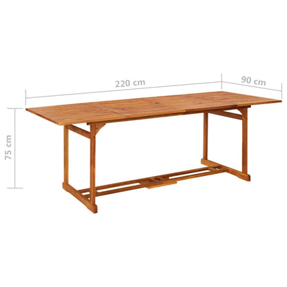 vidaXL Garden Dining Table 220x90x75 cm Solid Acacia Wood - Brown