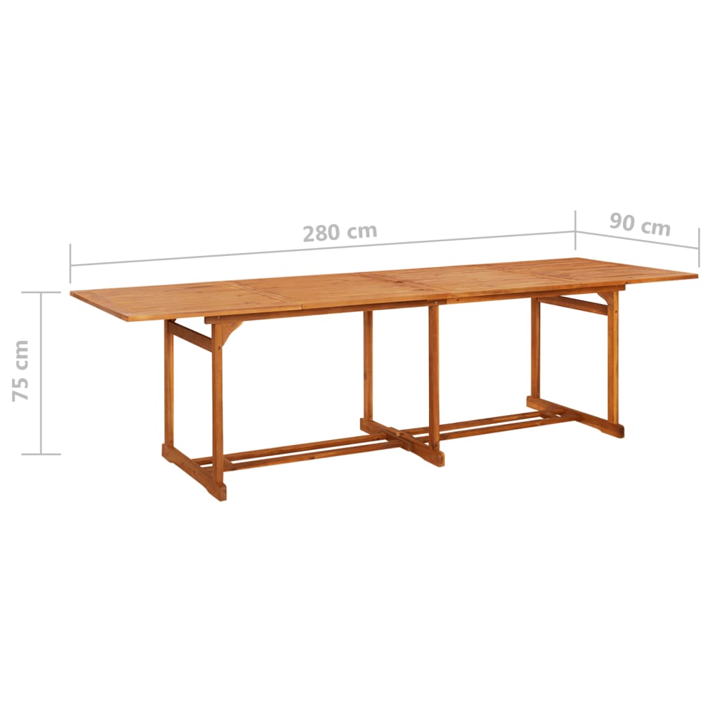 vidaXL Garden Dining Table 280x90x75 cm Solid Acacia Wood - Brown