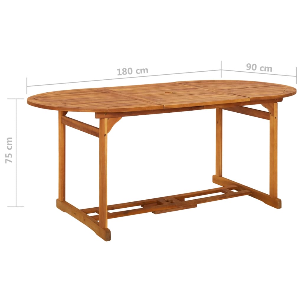 vidaXL Garden Dining Table 180x90x75 cm Solid Acacia Wood - Brown - 23855