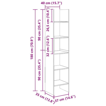 vidaXL Book Cabinet White 40x35x180 cm Engineered Wood