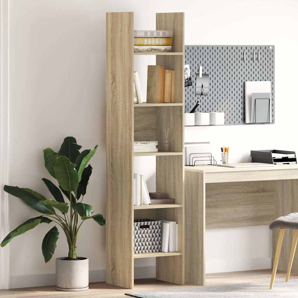 vidaXL Book Cabinet Sonoma Oak 40x35x180 cm Engineered Wood - Brown