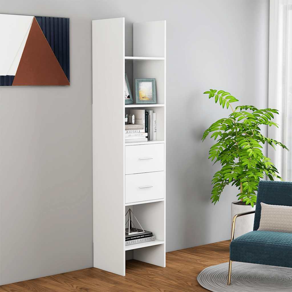 vidaXL Book Cabinet White 40x35x180 cm Engineered Wood - 58686