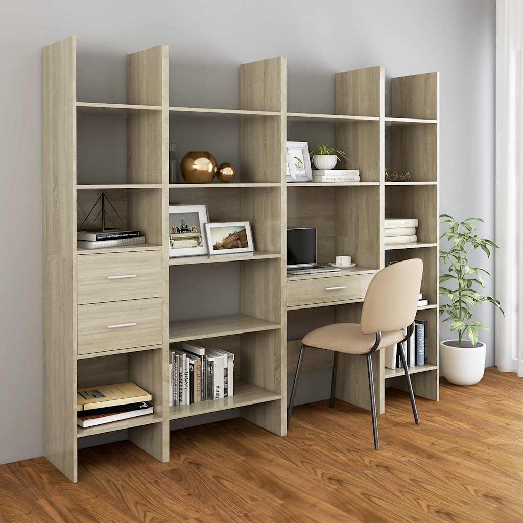 vidaXL Book Cabinet Sonoma Oak 40x35x180 cm Engineered Wood - Brown - 58696
