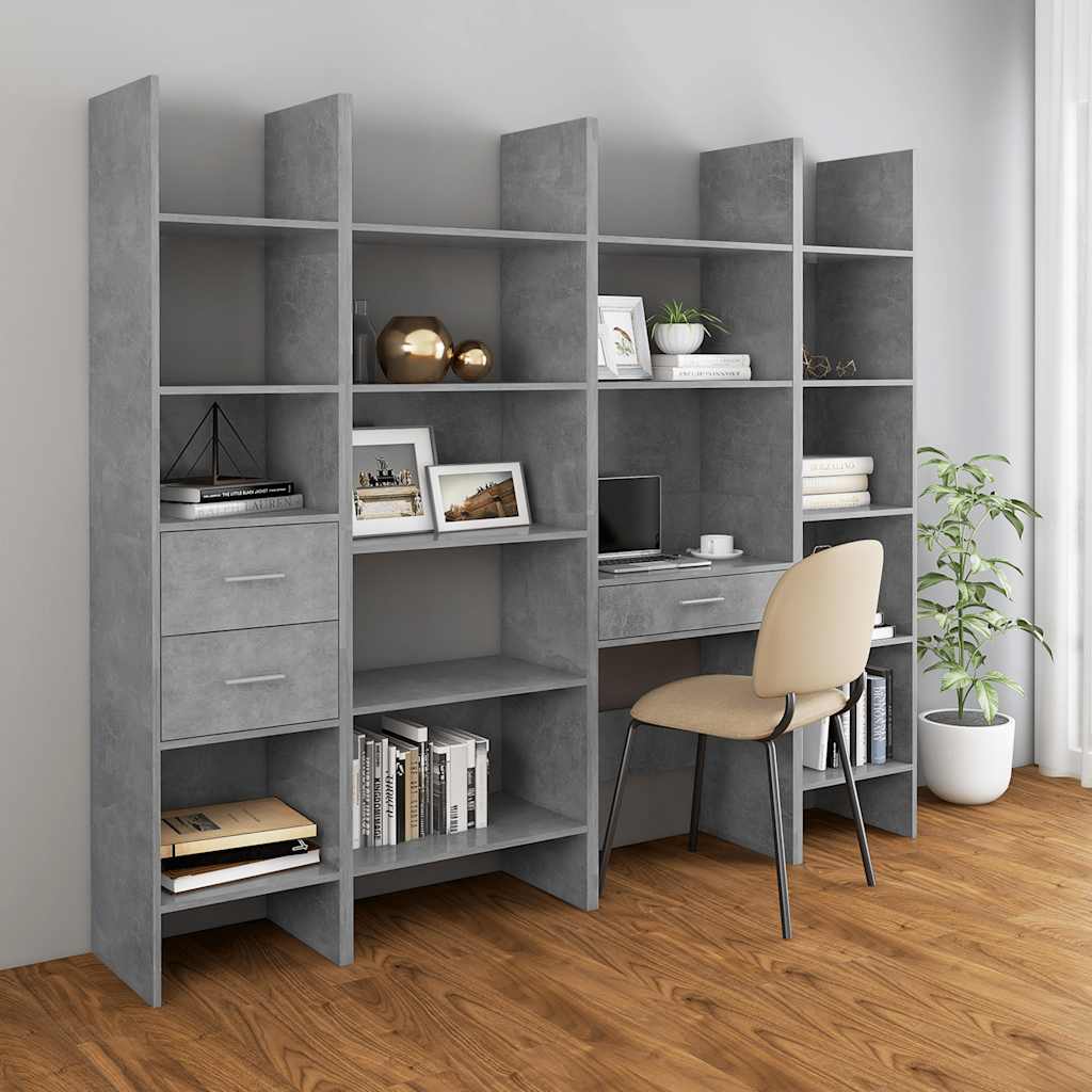 vidaXL Book Cabinet | Concrete Grey | Engineered Wood | Tall | Book Cabinet