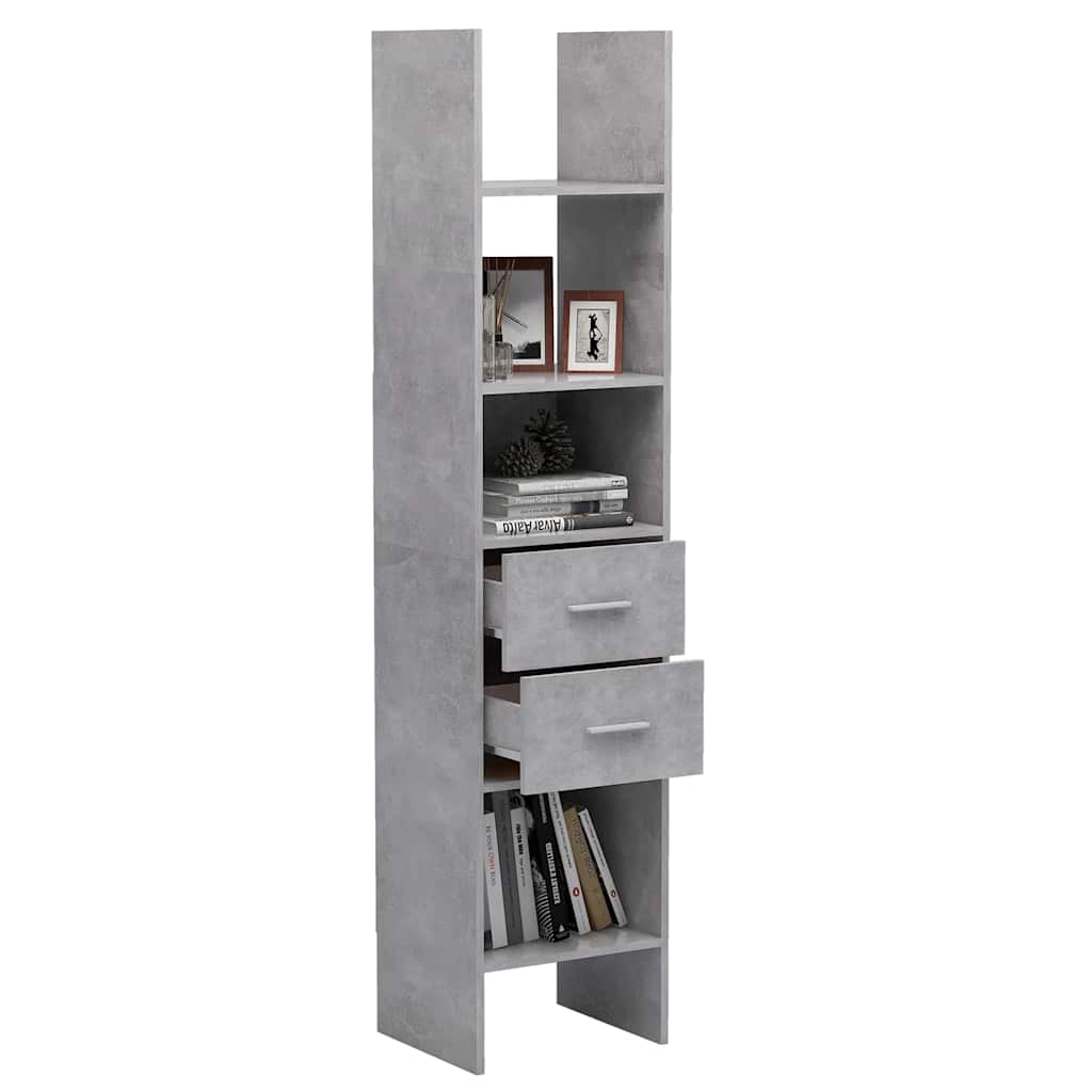 vidaXL Book Cabinet | Concrete Grey | Engineered Wood | Tall | Book Cabinet