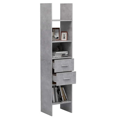 vidaXL Book Cabinet | Concrete Grey | Engineered Wood | Tall | Book Cabinet