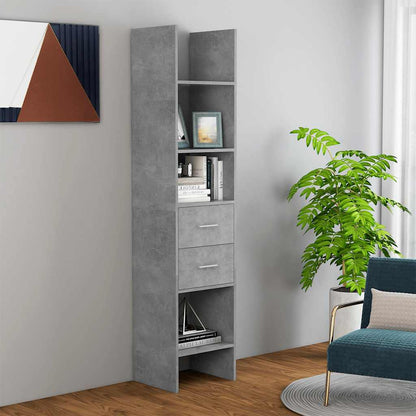 vidaXL Book Cabinet | Concrete Grey | Engineered Wood | Tall | Book Cabinet