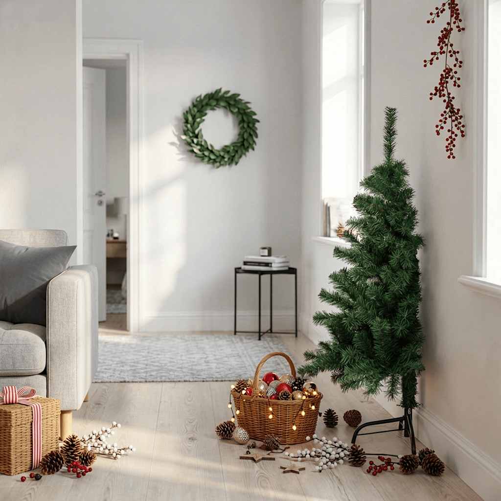 vidaXL Artificial Half Christmas Tree with Stand Green 120 cm PVC