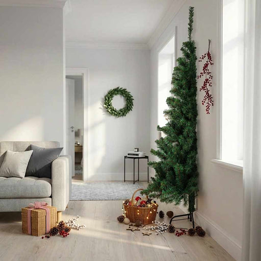 vidaXL Artificial Half Christmas Tree with Stand Green 240 cm PVC