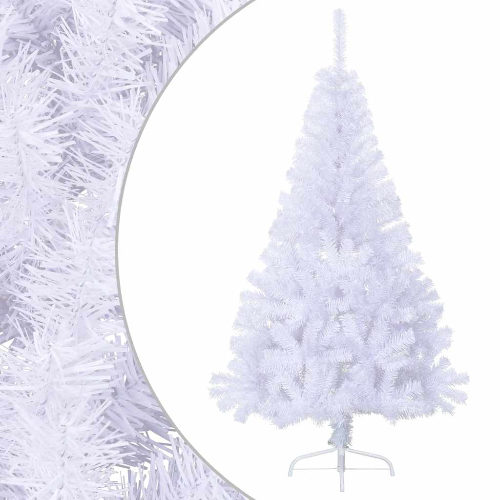 vidaXL Artificial Half Christmas Tree | White | PVC, Steel | 150 cm high