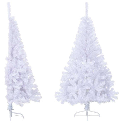 vidaXL Artificial Half Christmas Tree | White | PVC, Steel | 150 cm high