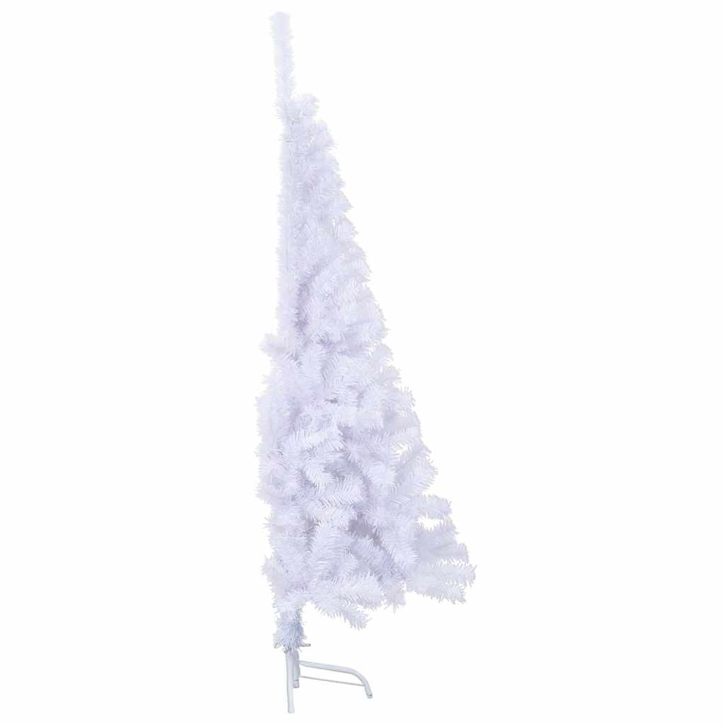 vidaXL Artificial Half Christmas Tree | White | PVC, Steel | 150 cm high