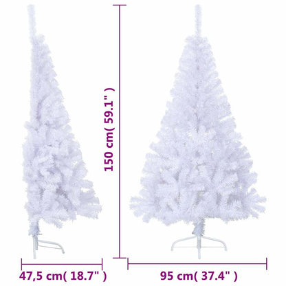 vidaXL Artificial Half Christmas Tree | White | PVC, Steel | 150 cm high