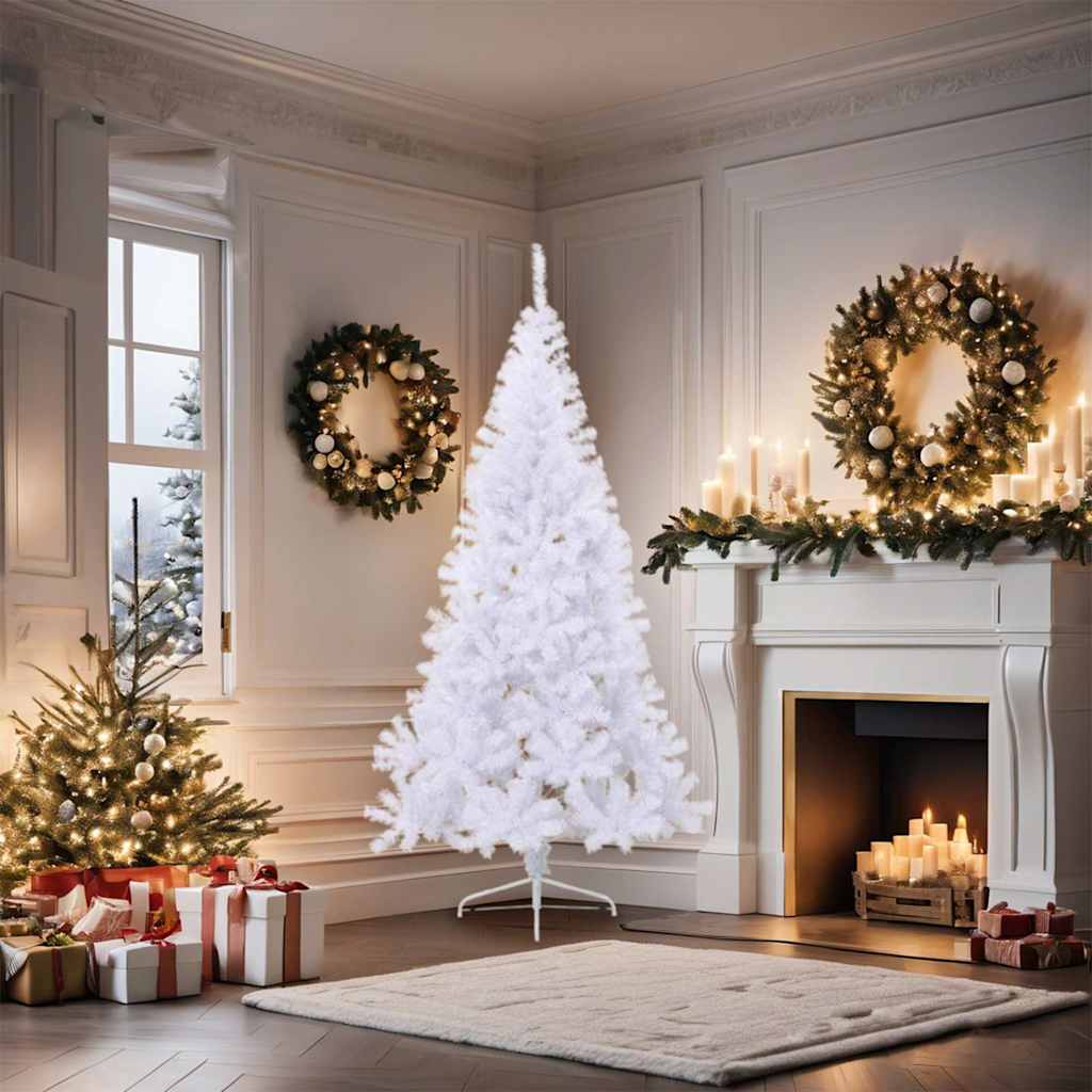 vidaXL Artificial Half Christmas Tree with Stand White 180 cm PVC - 115 x 115 x 180 cm