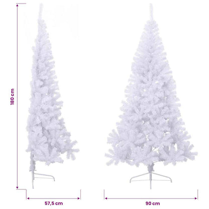 vidaXL Artificial Half Christmas Tree with Stand White 180 cm PVC - 115 x 115 x 180 cm