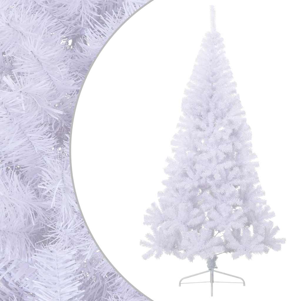 vidaXL Artificial Half Christmas Tree | White | PVC, Steel | Large - 210 cm