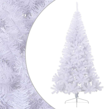 vidaXL Artificial Half Christmas Tree | White | PVC, Steel | Large - 210 cm