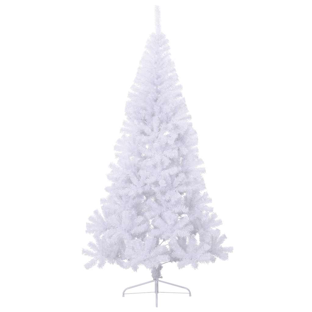 vidaXL Artificial Half Christmas Tree | White | PVC, Steel | Large - 210 cm