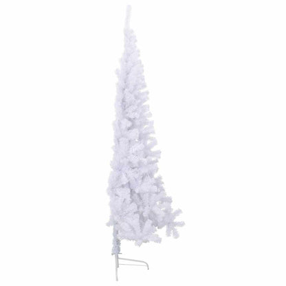 vidaXL Artificial Half Christmas Tree | White | PVC, Steel | Large - 210 cm