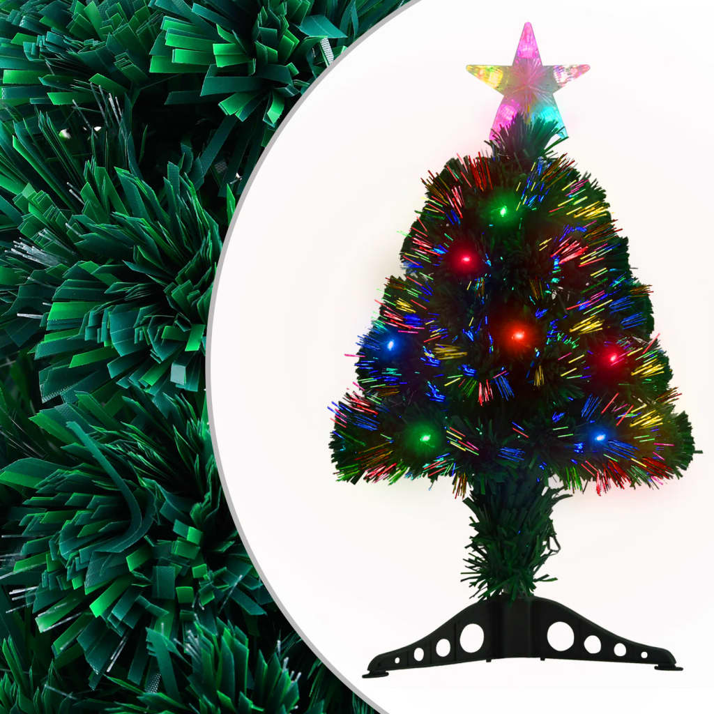 vidaXL Pre-lit Christmas Tree with Stand&LED 64 cm Fibre Optic - Green