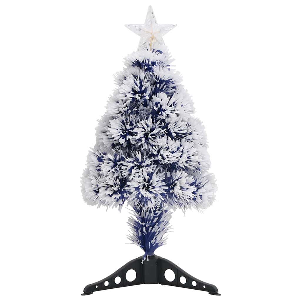 vidaXL Artificial Pre-lit Christmas Tree White&Blue 64 cm Fibre Optic - 35 x 35 x 64 cm