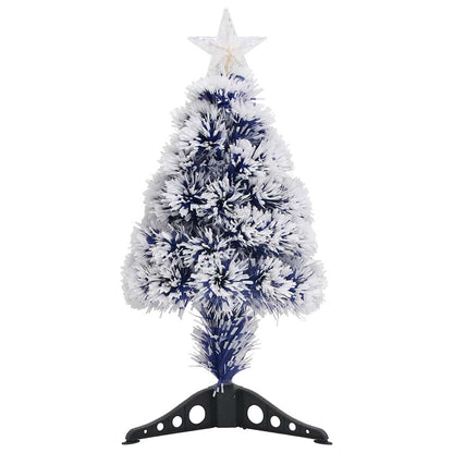 vidaXL Artificial Pre-lit Christmas Tree White&Blue 64 cm Fibre Optic - 35 x 35 x 64 cm