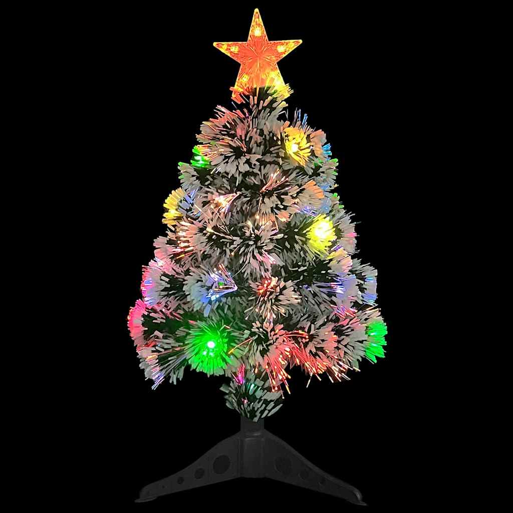 vidaXL Artificial Pre-lit Christmas Tree White&Blue 64 cm Fibre Optic - 35 x 35 x 64 cm