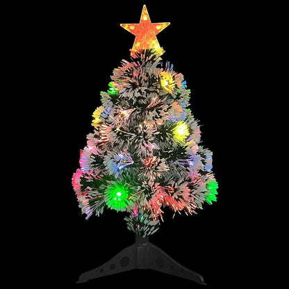 vidaXL Artificial Pre-lit Christmas Tree White&Blue 64 cm Fibre Optic - 35 x 35 x 64 cm