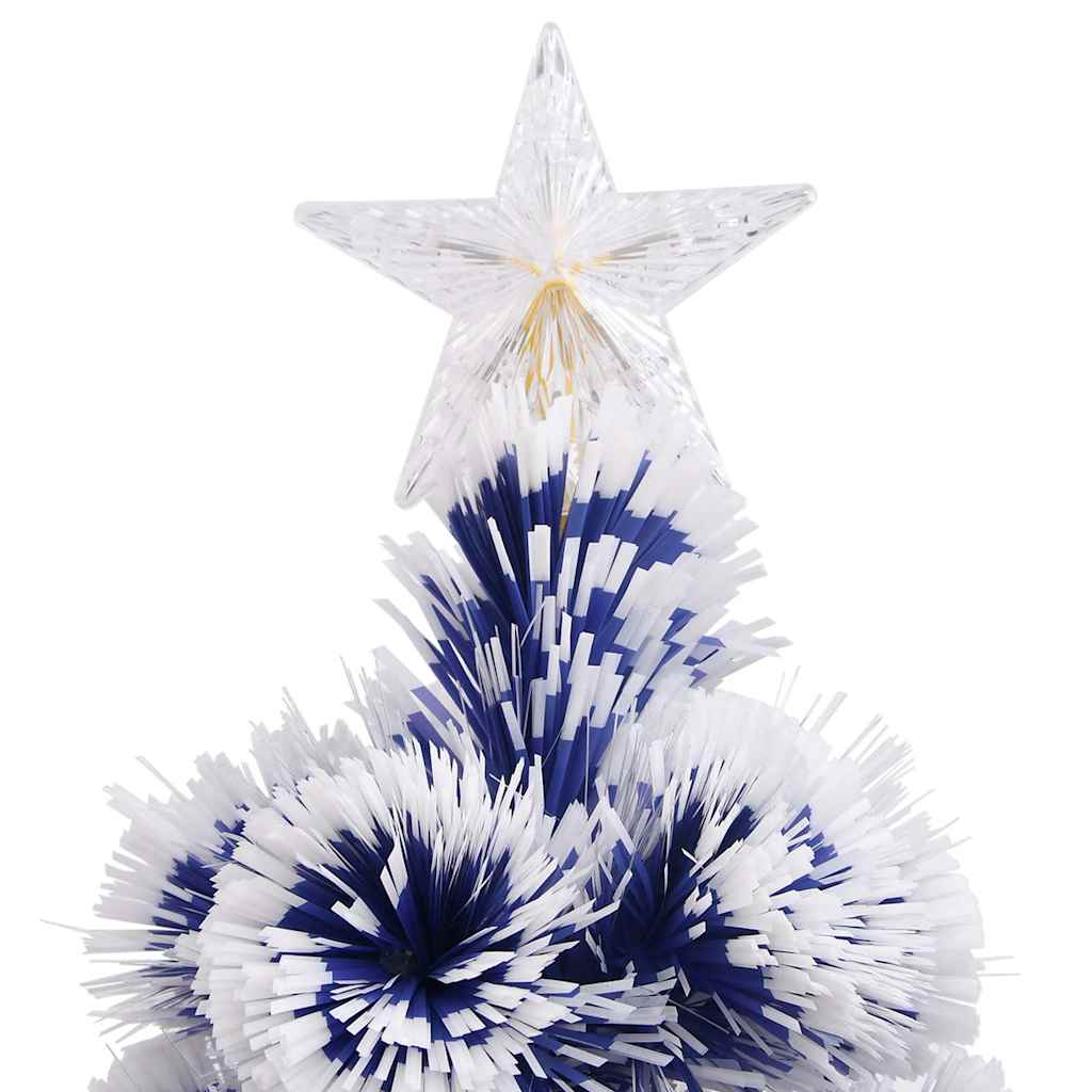 vidaXL Artificial Pre-lit Christmas Tree White&Blue 64 cm Fibre Optic - 35 x 35 x 64 cm