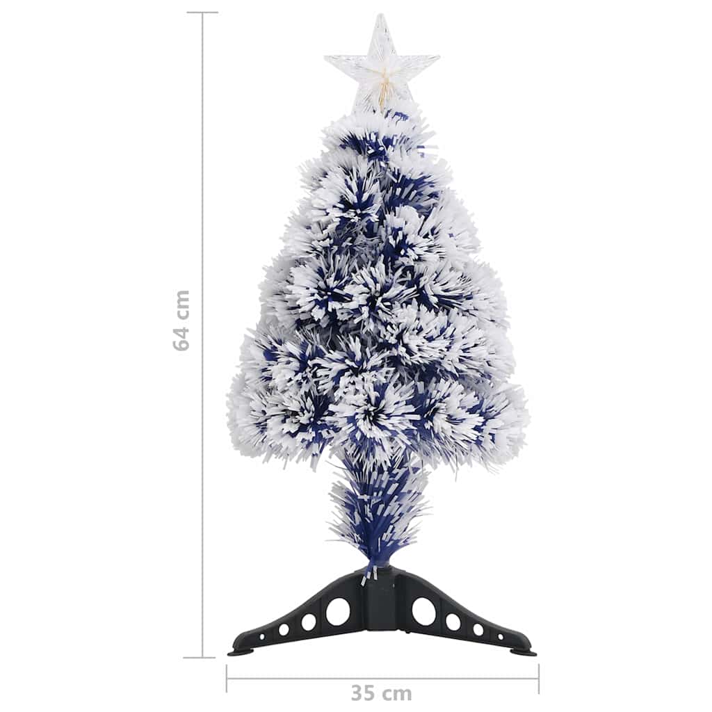 vidaXL Artificial Pre-lit Christmas Tree White&Blue 64 cm Fibre Optic - 35 x 35 x 64 cm
